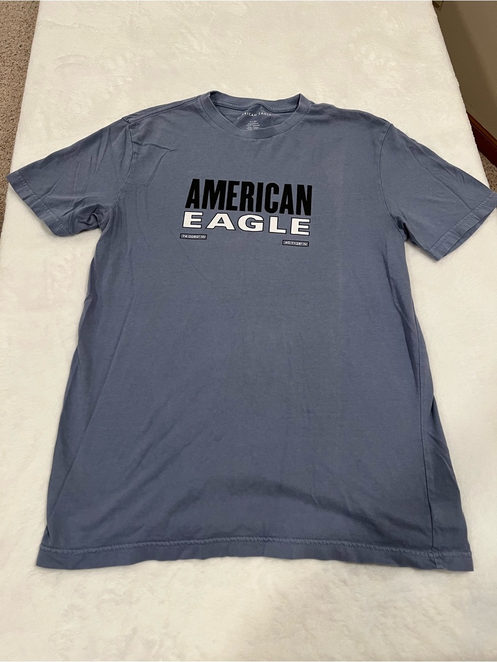 American Eagle Slate Blue Graphic Logo T-Shirt - Small